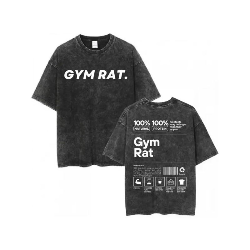 Acid Wash Vintage Graphic T Shirt - Camiseta vintage para gimnasio, de corte