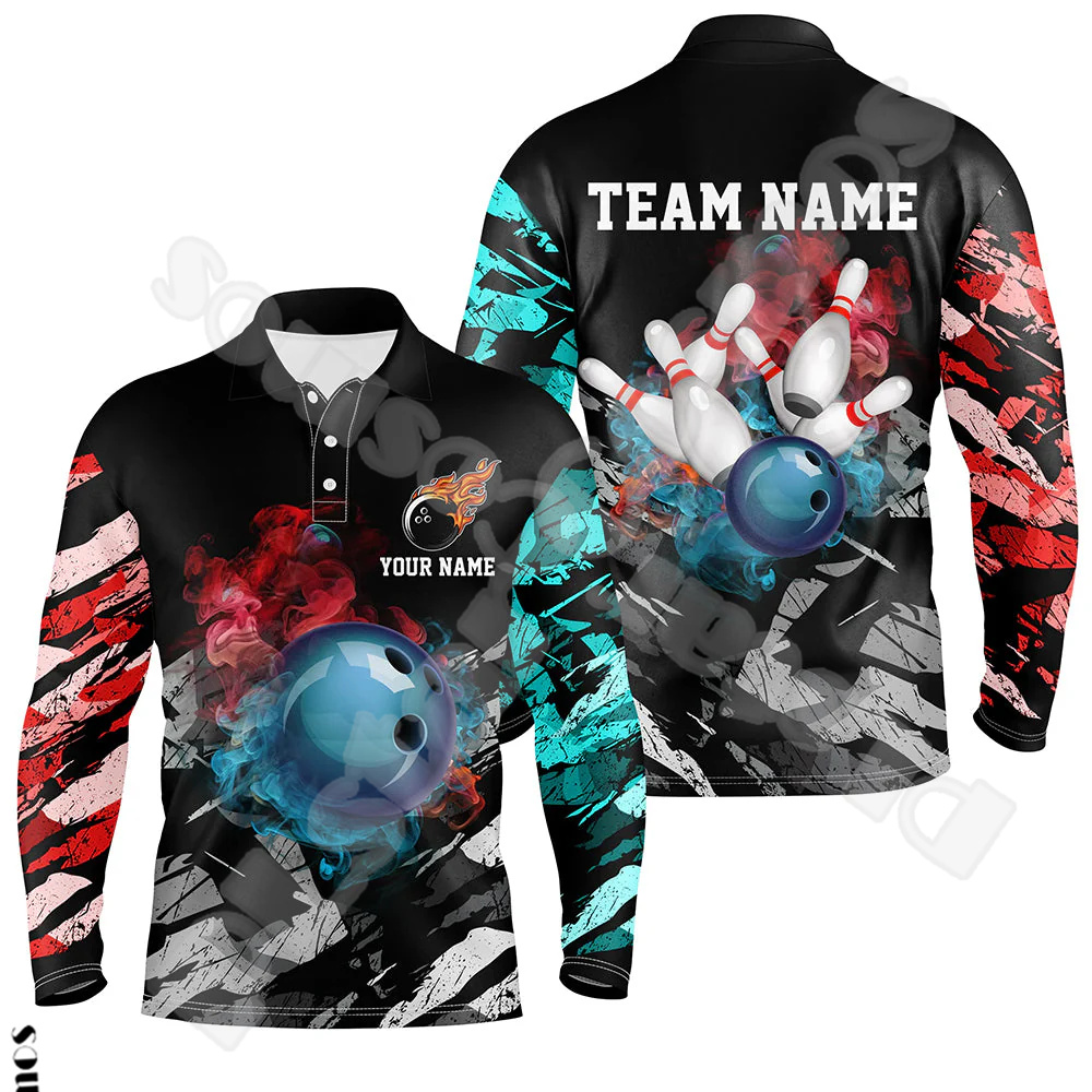 Short Sleeve Bowling Shirt Retro - Camiseta de manga larga con nombre