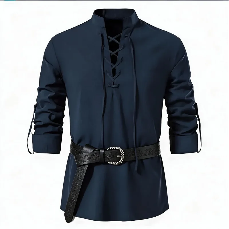 Camisa medieval vikinga para h - Medieval Gothic Lace Up Pirate Shirt reseña y precio
