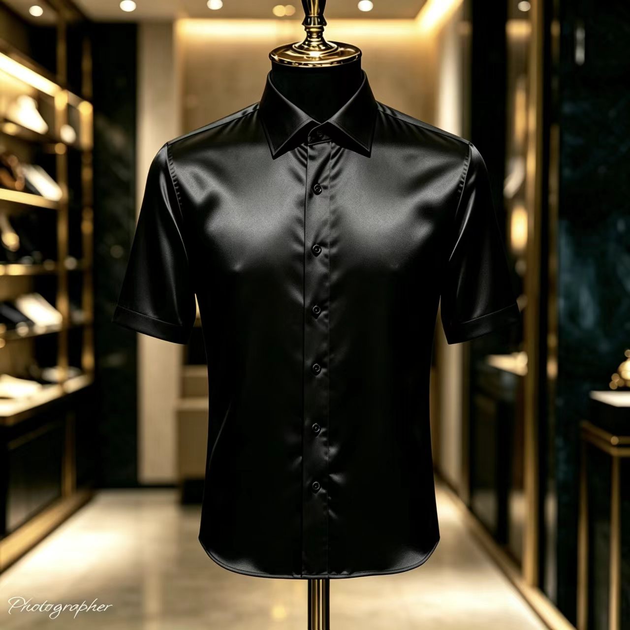 Men's Solid Color Satin Short- - Mens Satin Silk Dress Shirt reseña y precio
