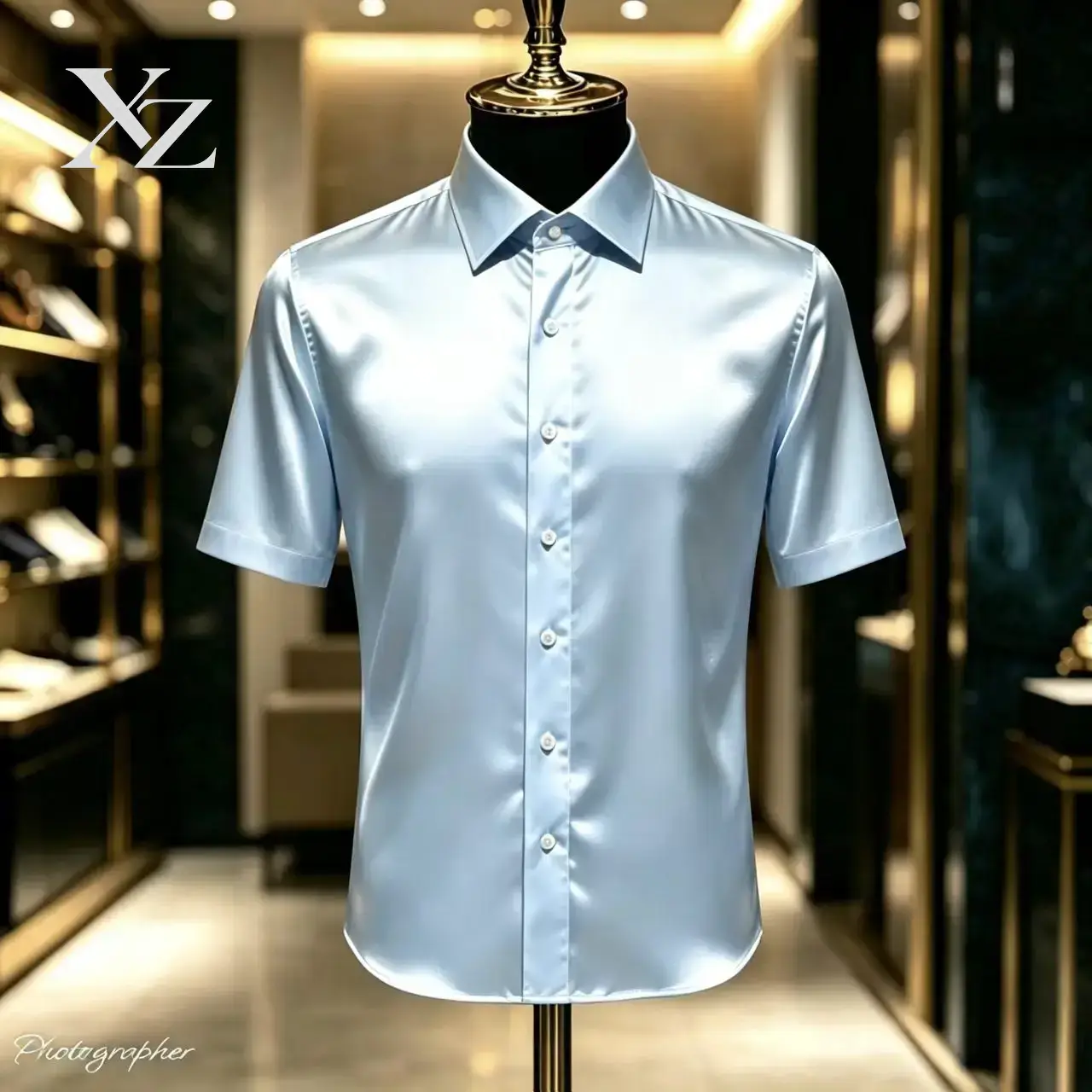Camisa de Vestir de Manga Cort - Mens Satin Silk Dress Shirt reseña y precio